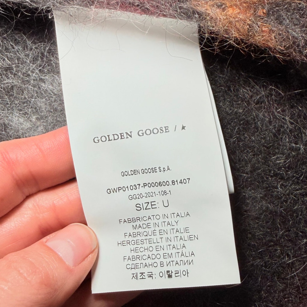 Golden Goose Alpaca Mohair Plaid Wrap Shawl Cape One Size Quiet Luxury Italy - Picture 12 of 12